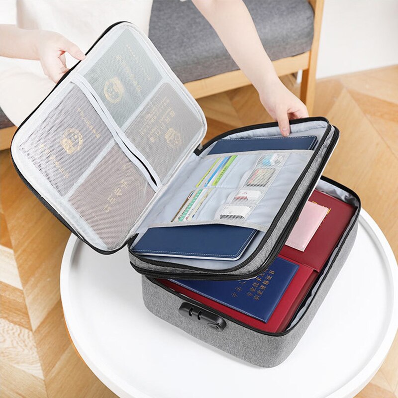 Large Capacity Travel Storage Box Multifunctional Waterproof Document Bag Convenient Durable Multi-layer With Lock Box XA531F