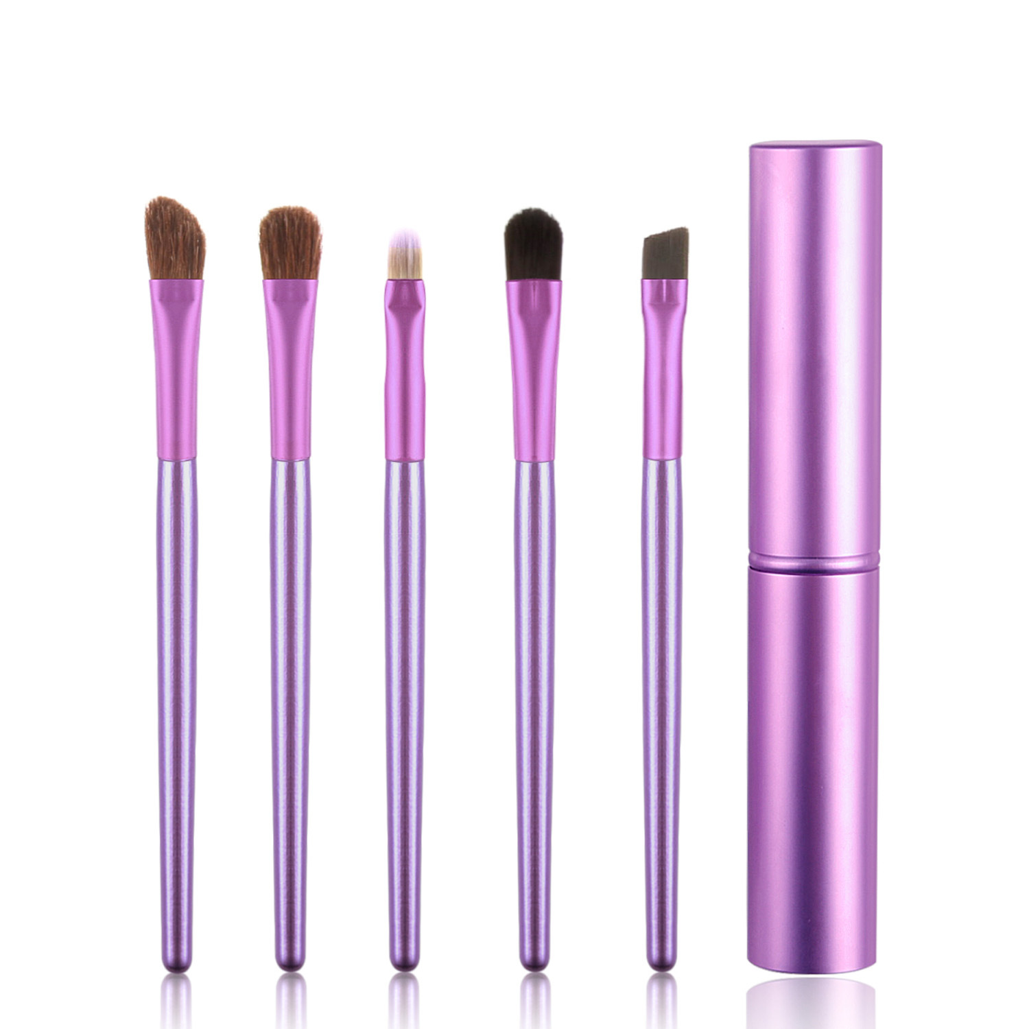 Makeup Brushes Set Face Foundation Brush Eye Eyeshadow Fan Lip Eyebrow Eyeliner Eyelash Crystal Make Up Brush Kit: 5pcs(Purple)