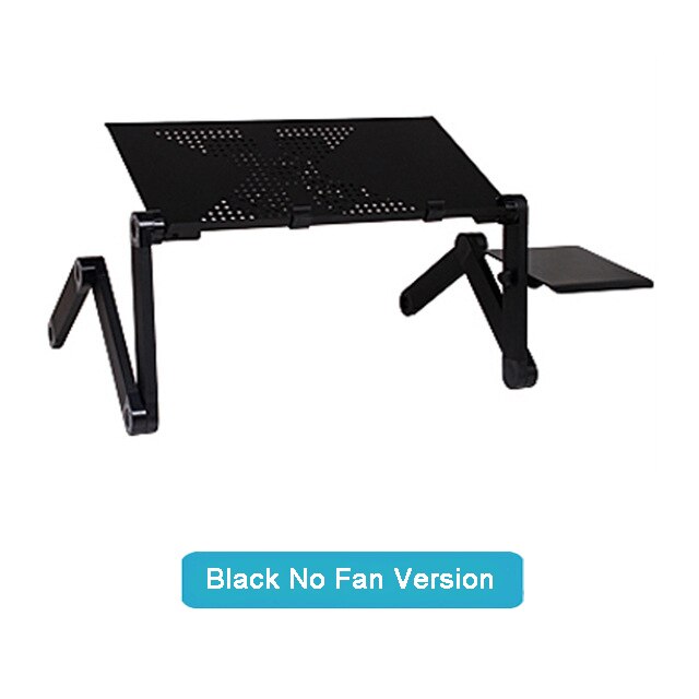 Draagbare Opvouwbare Verstelbare Klaptafel Laptop Bureau Computer Mesa Notebook Stand Tray Ergonomisch Voor Slaapbank Met Ventilator: Black No Fan