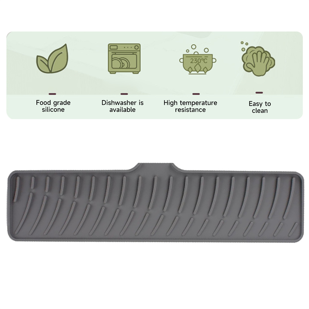 Tapis de vidange en Silicone pour évier de cuisine, protection contre les éclaboussures autour du robinet, tapis de protection derrière le robinet avec collecteur d'égouttage pour les lèvres