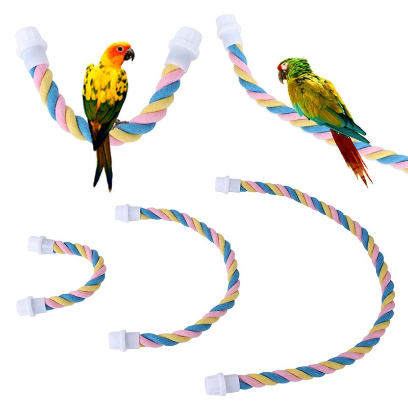 Vogel Beet Speelgoed Multi-color Papegaai Staande Geweven Touw Speelgoed Vogel Chew Speelgoed Buigbare Papegaai Staande Zitstokken Voor parkiet