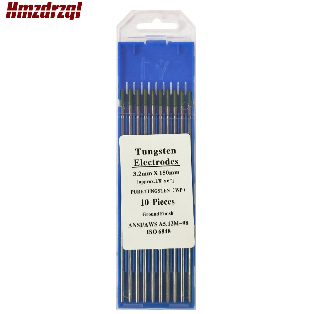 Wp 10 delar grön färg 3.2mm*150mm ( ca .1/8 " x6 ") ren volframelektrodhuvud volframnål / stång för svetsmaskin
