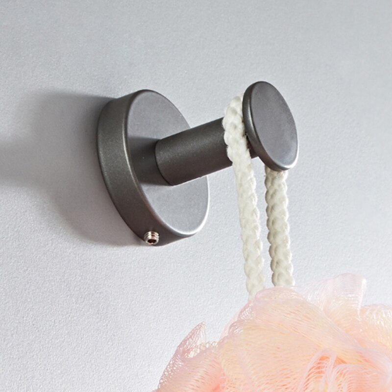 Ensemble d'accessoires de salle de bain gris en laiton, porte-brosse, rouleau de papier toilette, étagère à serviettes, douche, porte-savon mural, support pour sèche-cheveux: Robe Hook