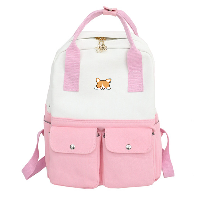 Shiba Inu Corgi Druck Rucksack Lässig Harajuku Hand Reise Rucksack Frauen Schulter Pack Schule Tasche Lolita Mädchen Satchel