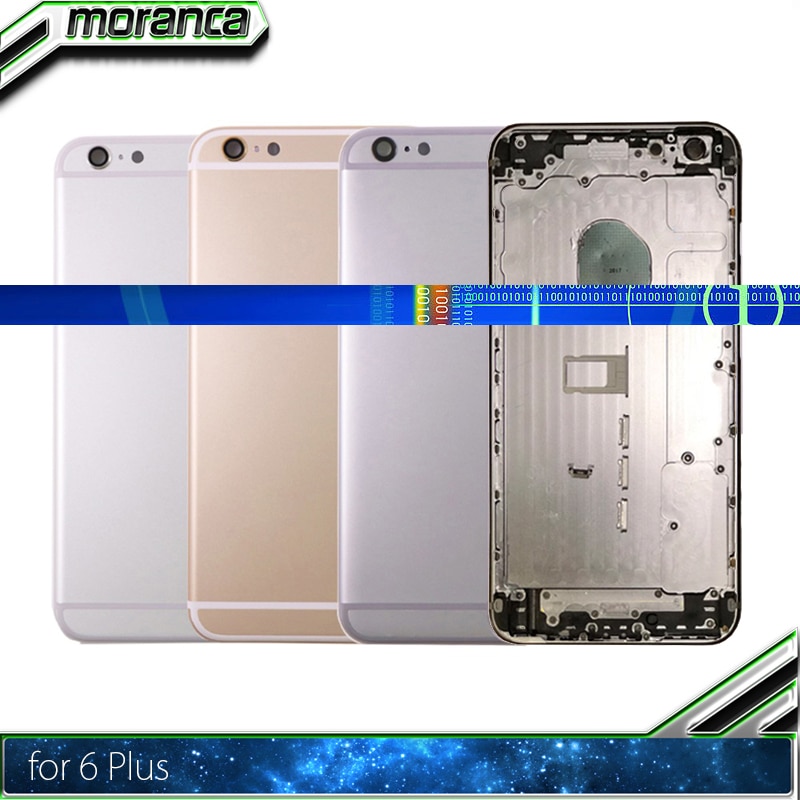 Back Housing for IPhone 6 6g Plus Battery Cover Door Middle Frame Chassis for 6Plus with Side Buttons Sim Tray + IMEI