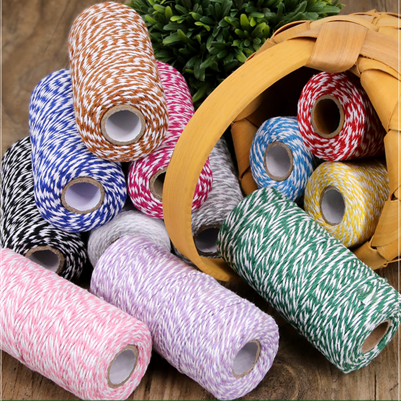 10yards 2mm 100% Cotton Rope Colorful Twisted String Cotton Cords Rope For Home Decor Handmade Christmas DIY Wrap
