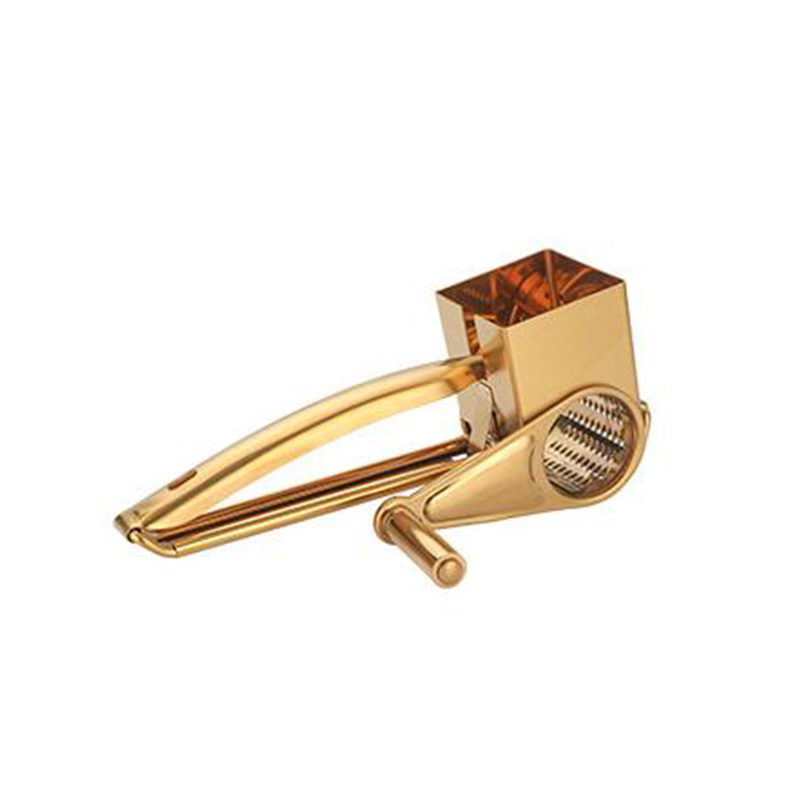 Stainless Steel Cheese Grater Slicer Manual Handheld Cheese Slicer with 3 Blades for Hard Cheese: Grater Gold