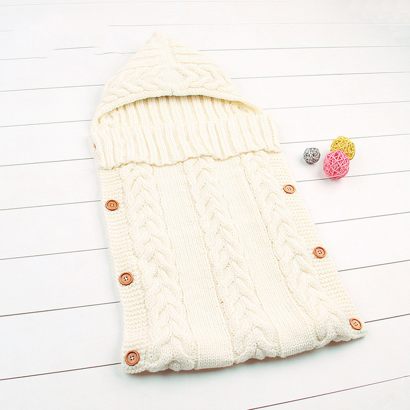 Pasgeboren Baby Winter Kinderwagen Wrap Deken Voetenzak Warm Gebreide Haak Inbakeren Anti-Kick Slaapzakken Peuter Baby Slaap Zak: 1