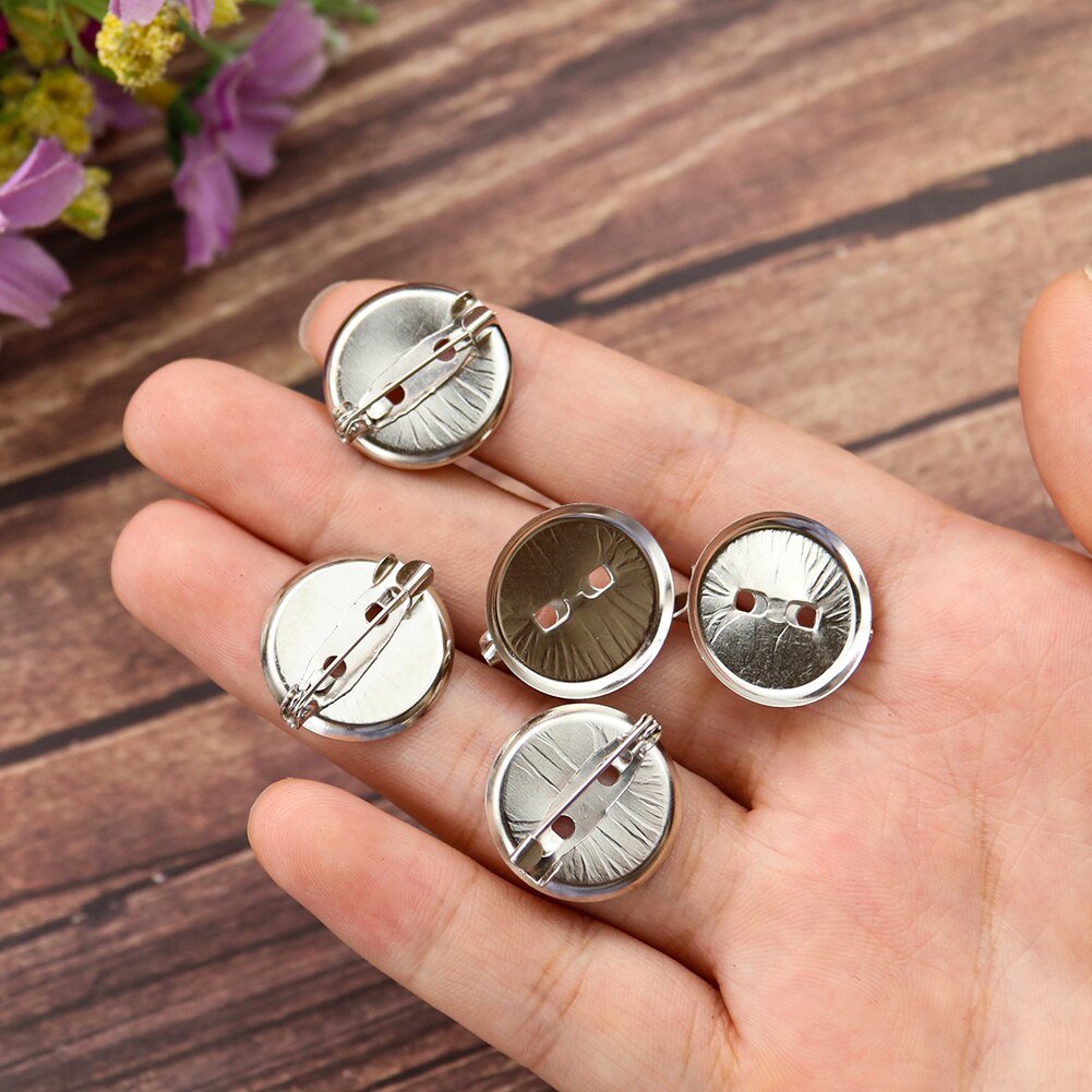 30PC metalowa okrągła tarcza broszka materiał dodatkowy instrukcja podwójnego zastosowania agrafka naciśnij klip odznaka DIY odzież robić biżuterii akcesoria