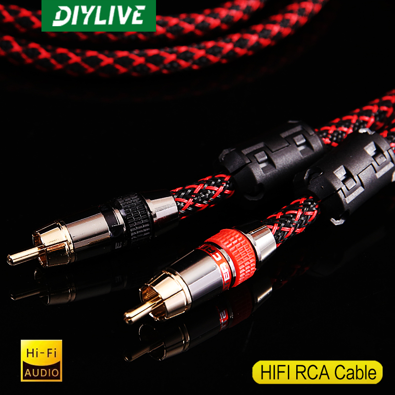 DIYLIVE 1 para kabel audio RCA 2 RCA do 2 RCA Interconnect kable radio HIFI 6N OFC z męskiego na męskie dla wzmacniacza DAC TV samochodowy sprzęt audio