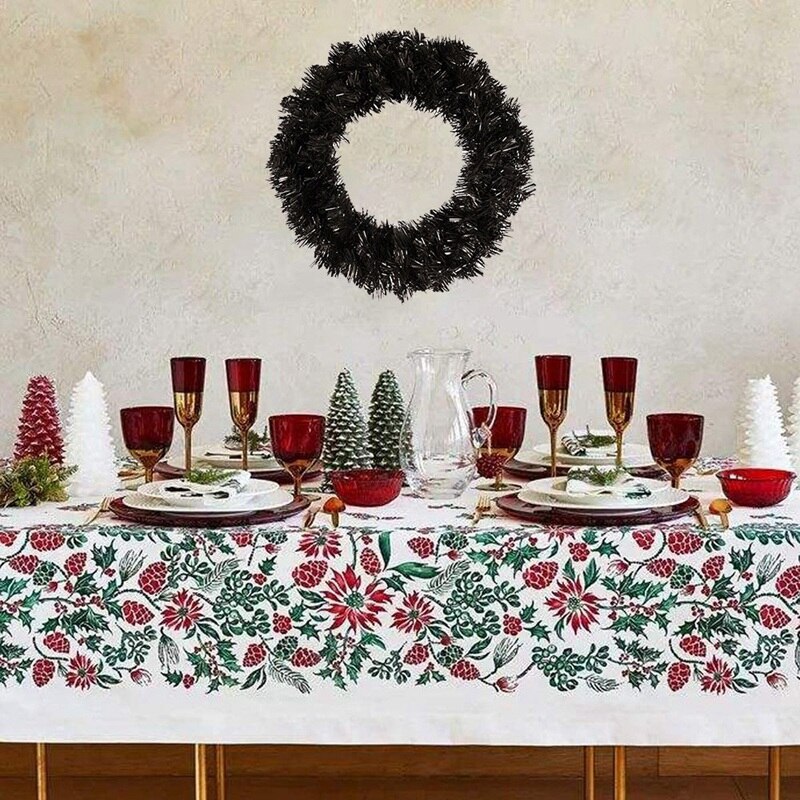 Pine Wreath Black Wreath Garland for Front Door Window Fireplace Christmas Decoration