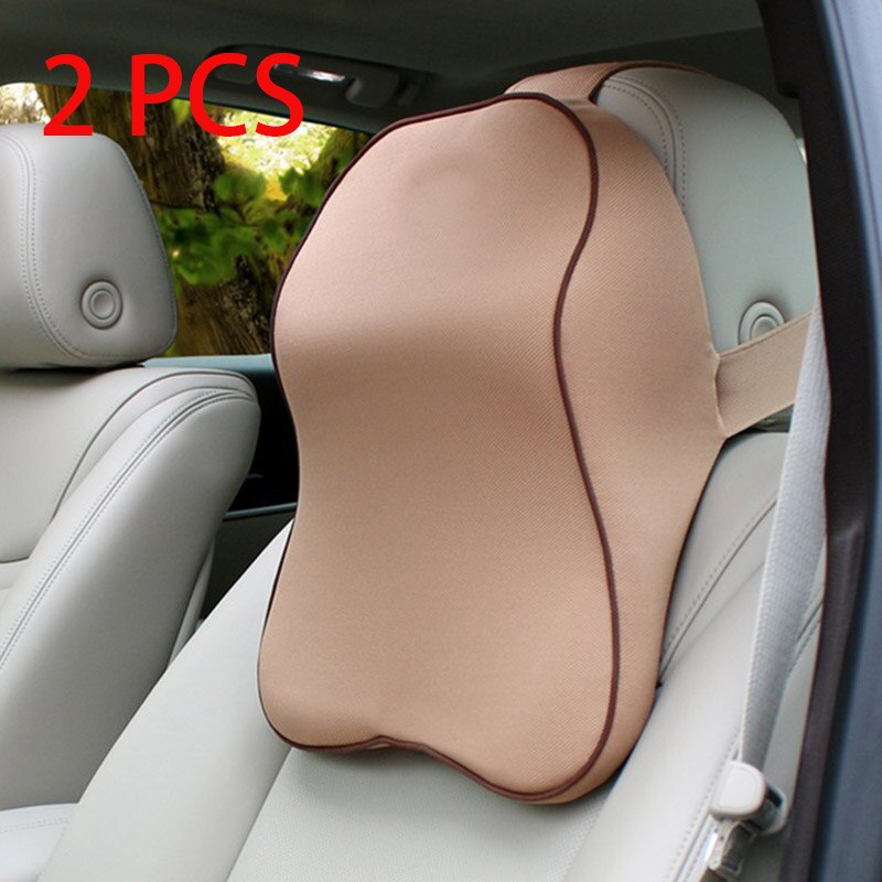 Auto Nek Kussen 3D Traagschuim Hoofdsteun Auto Kussen Zacht Ademend Kussen Voor Slapen In De Auto: 2pcs Brown