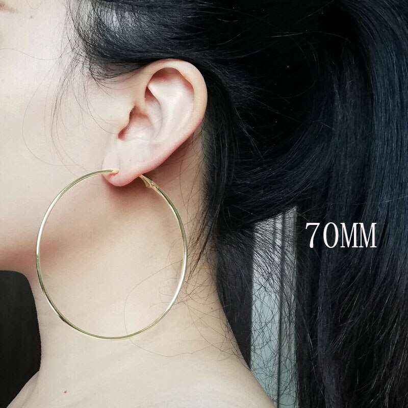 Super Big Hoop Earrings Round Female Lron Thin Hoops Ear Rings Large Circle Creole Huge Gold Earring Women Huggies Personality: gold 70mm