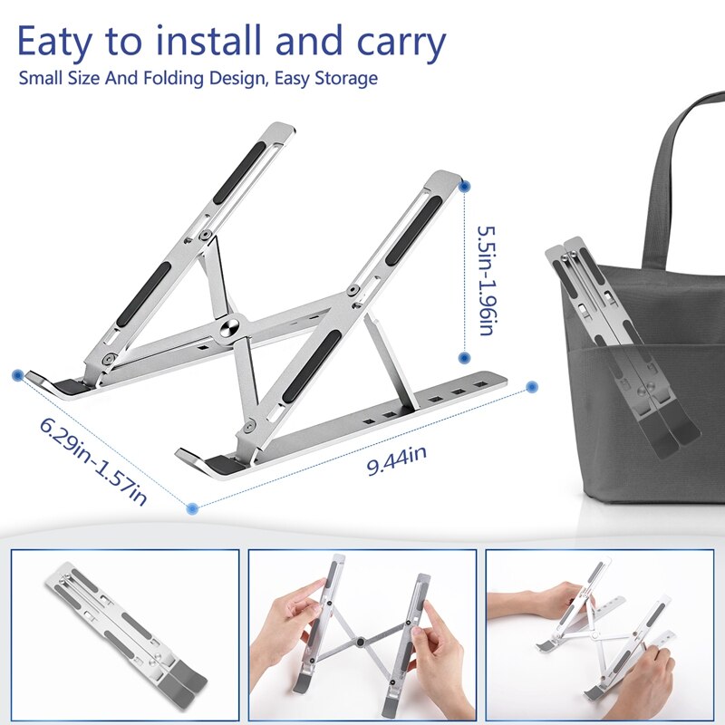 Portable Laptop Stand Aluminium Foldable Notebook Stand For Macbook Pro Adjustable Laptop Holder Base Vertical Notebook Support