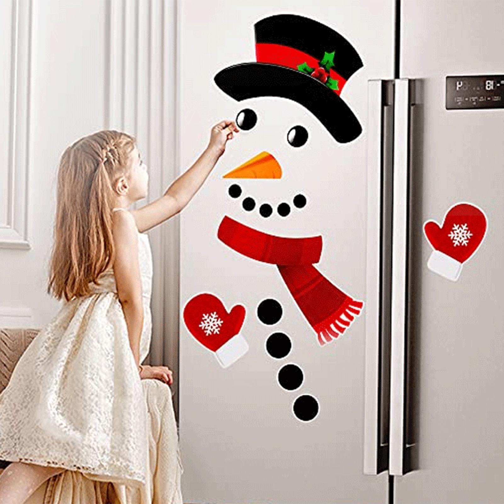 Cute Waterproof Snowman Pattern Christmas Decor Refrigerator Magnet Sticker