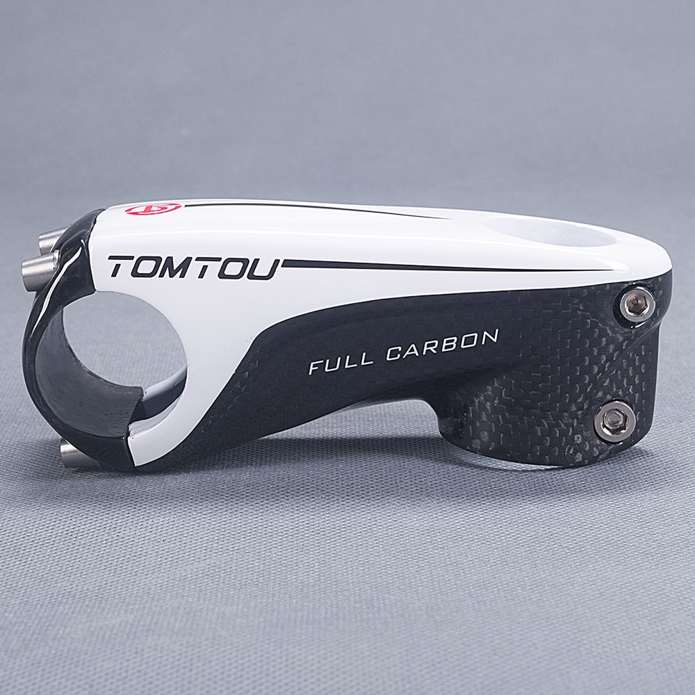 TOMTOU Glänzend Voll 3k Kohlenstoff Vorbau 6 Grad Rennrad 80/90/ 100/110mm Berg Fahrrad teile 150g Weiß-T70U53