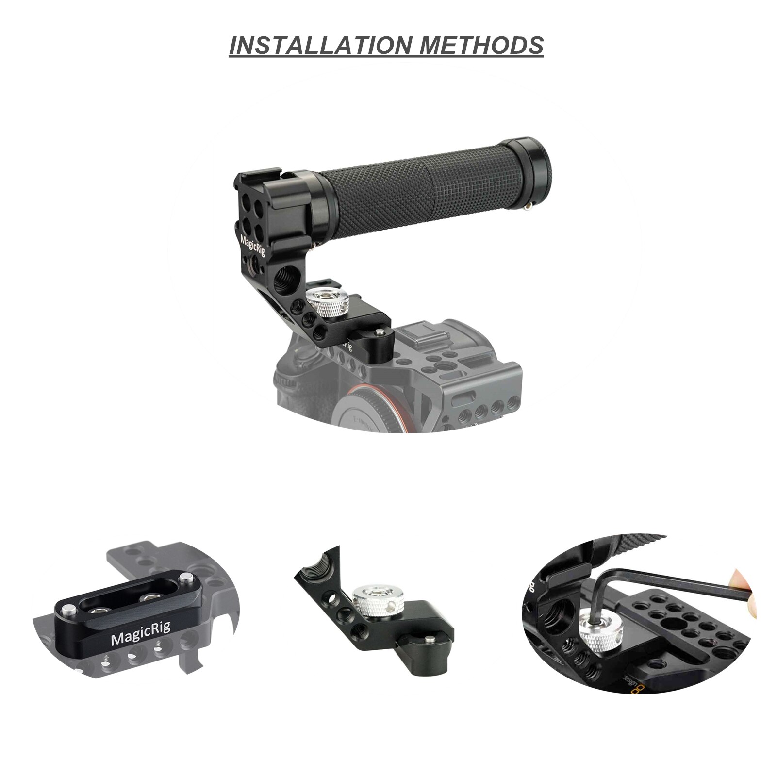 MAGICRIG Camera Rig NATO Top Handle Kit with NATO Rail Triple Cold Shoe Mounts for DSLR Camera Cages