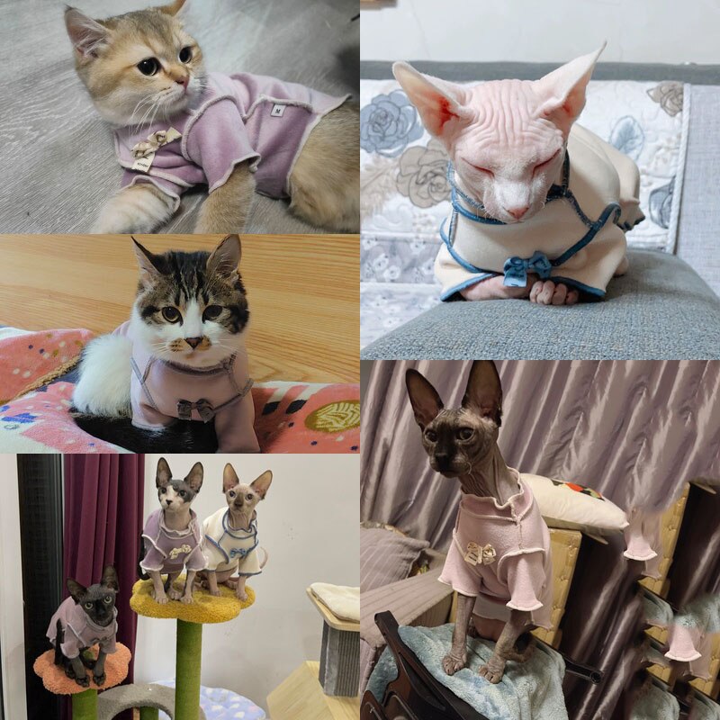 Spring Autumn Wearing Cat Apparel kitten Jumper Hairless Cat Outfits Cat Coat Kitty Cute Cat Clothing Sphynx cat Clothes