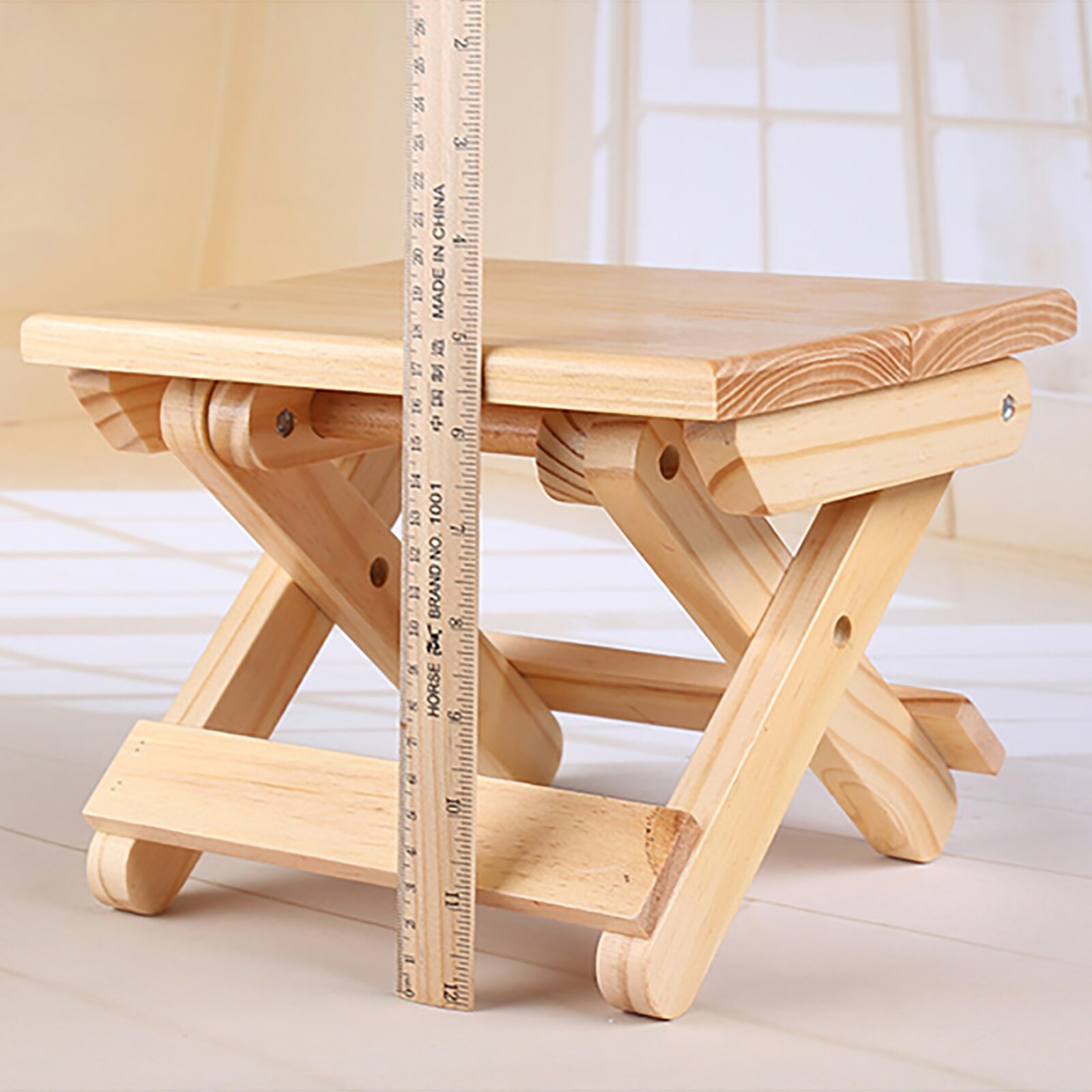 Banco pequeño de madera maciza firme y estable, taburete cuadrado para el hogar, para terrazas y pesca, ahorro de espacio para Cocina