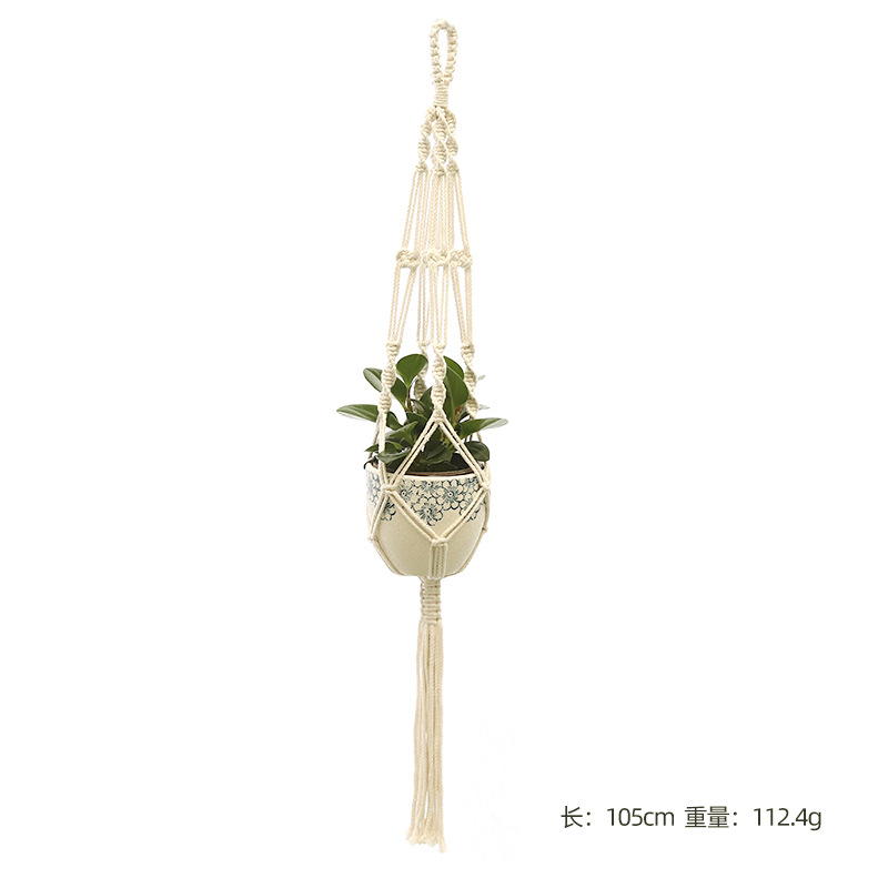 Hangende plant handgemaakte macrame plantenhanger bloempot plantenbak hanger muur decor binnenplaats tuin hangende plantenbak hangende mand: Licht Groen