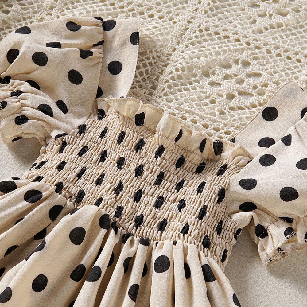 Bear Leader Casual Meisjes Jurk 2022 Zomer Bladerdeeg Mouw Polka Dot Jurk Kinderen Party Princess Jurken Voor 2-6Y Kids kleding