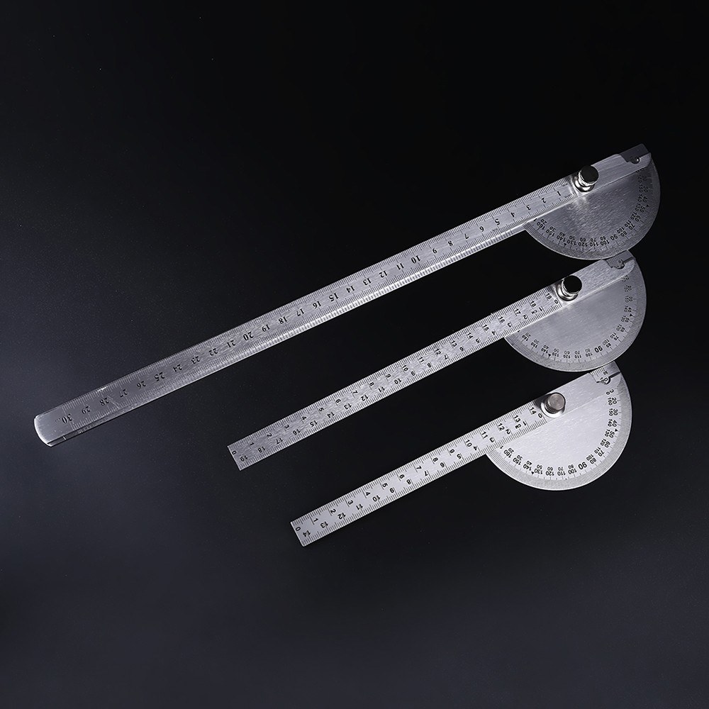 Stainless Steel 180 Degree Protractor Angle Finder Rotary Woodworking Measuring Ruler Craftsman Tool