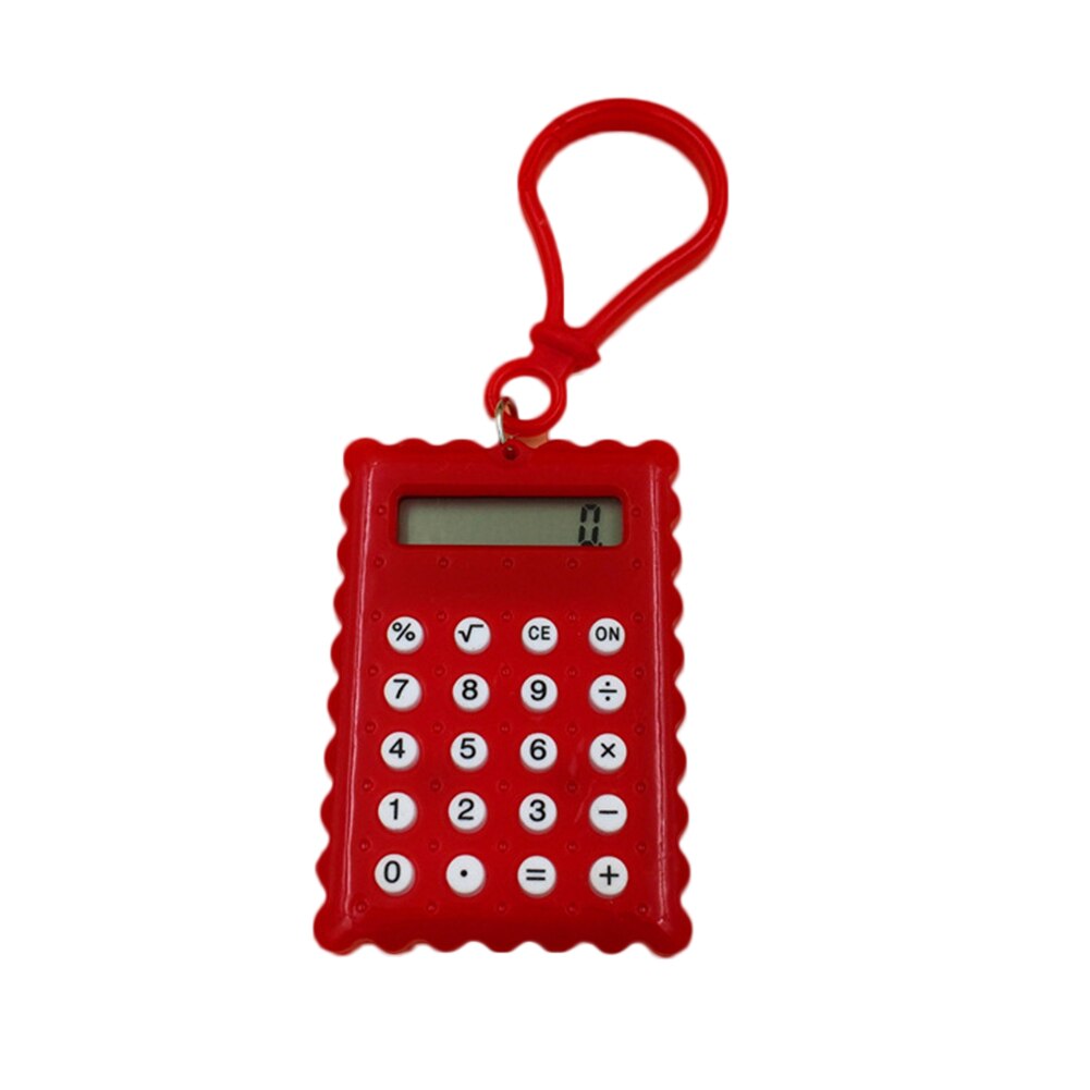 Mini Calculator Pocket Student Mini Electronic Calculator Biscuit Shape School Office Supplies Mini Calculator: Red