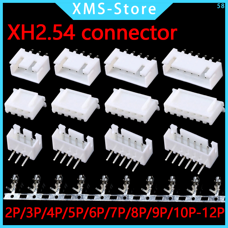 JST XH2.54 2/3/4/5 Pin Terminals Plastic Shell Stekker + Vrouwelijke Socket Draad Connector XH 2.54 2P 3P 4P 5P 6P 7P 8P 9P 10P 12P