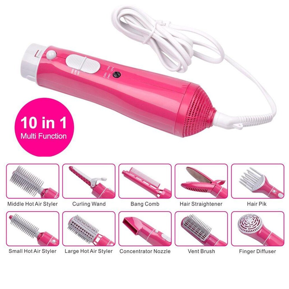 10 em 1 secador de cabelo escova secador de cabelo & volumizer com frizz liso cerâmico secador de cabelo escova styler escova de ar quente