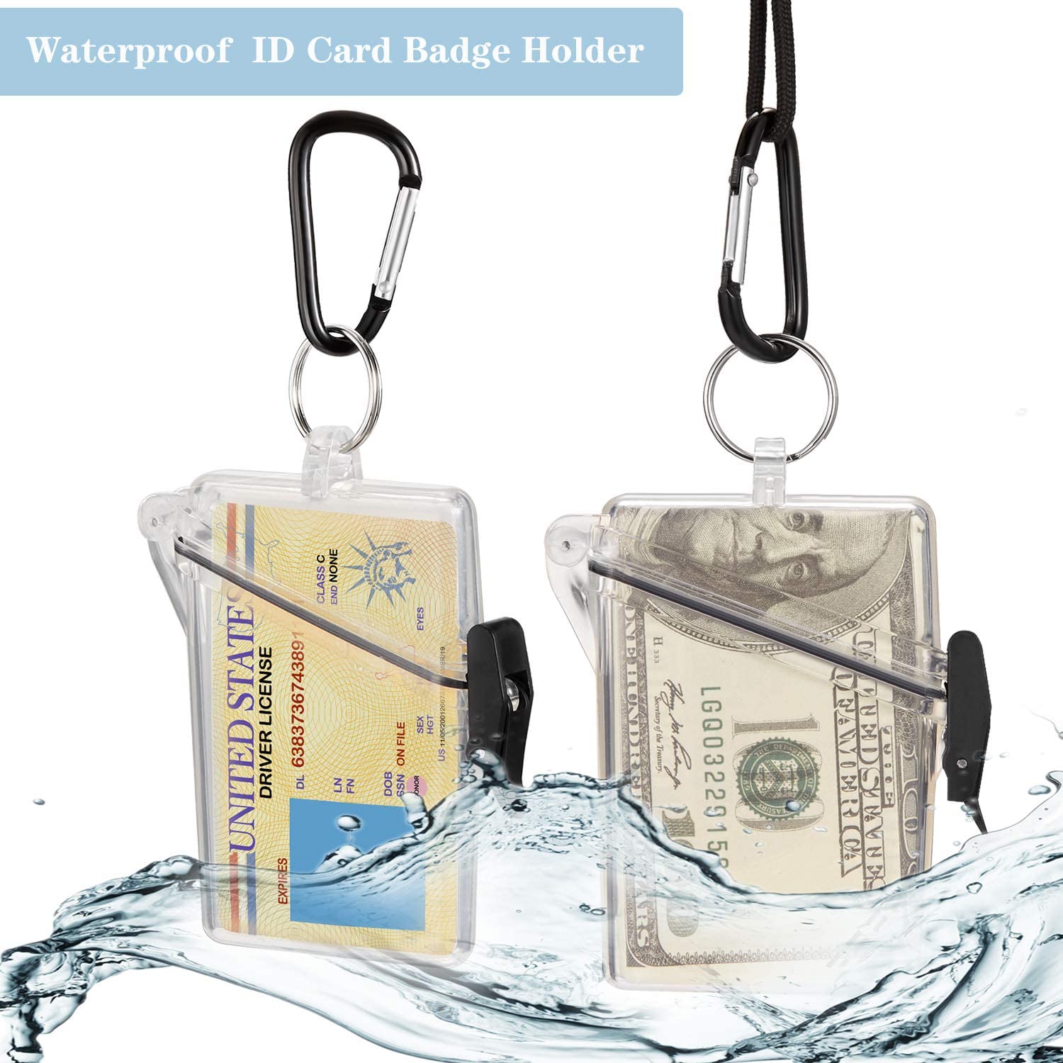 Waterproof ID Card Badge Holder Case Sports Case with Lanyard and Keychain Surfing Accessories