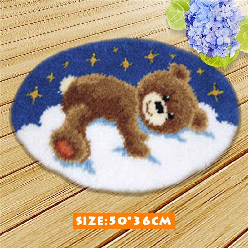 Bear Latch Hook Kits Diy Cushion Animals Klink Haak Kleed Bloemen Button Needlework Mat Kit Almofadas Klink Haak Kussen Bloem 3D: ZD106