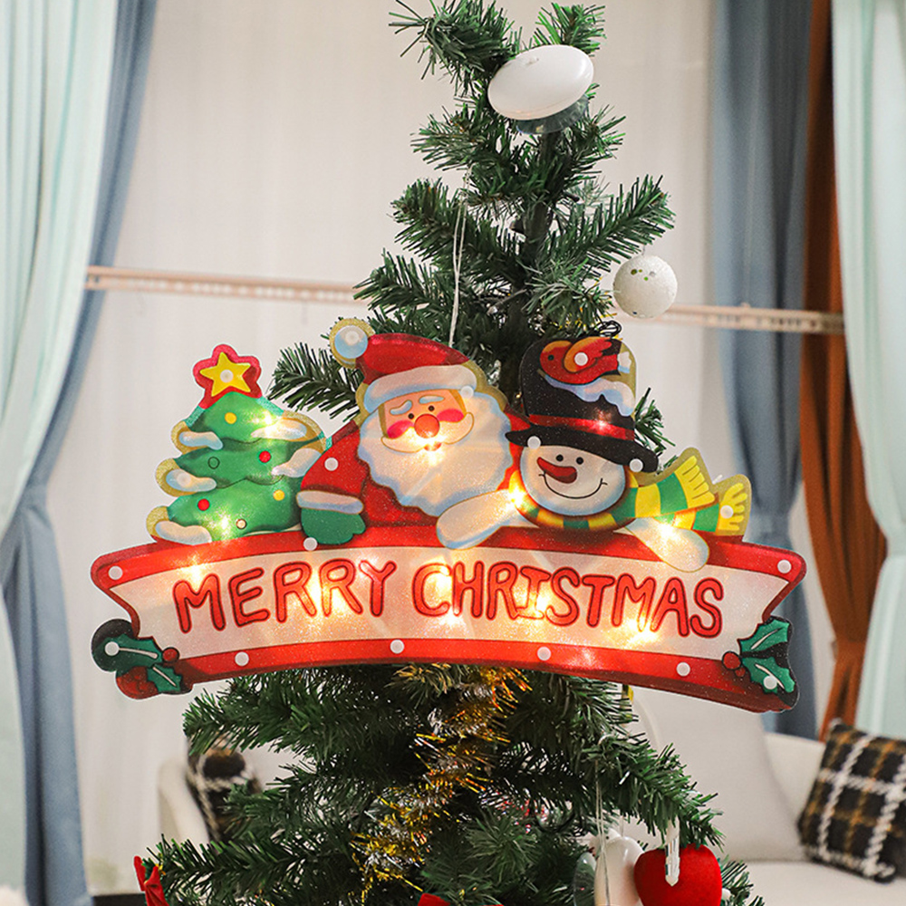 Lampe suspendue pour arbre de noël, bonhomme de neige, père noël, fenêtre, avec ventouse, crochet, pour nouvel an, , décoration intérieure et extérieure