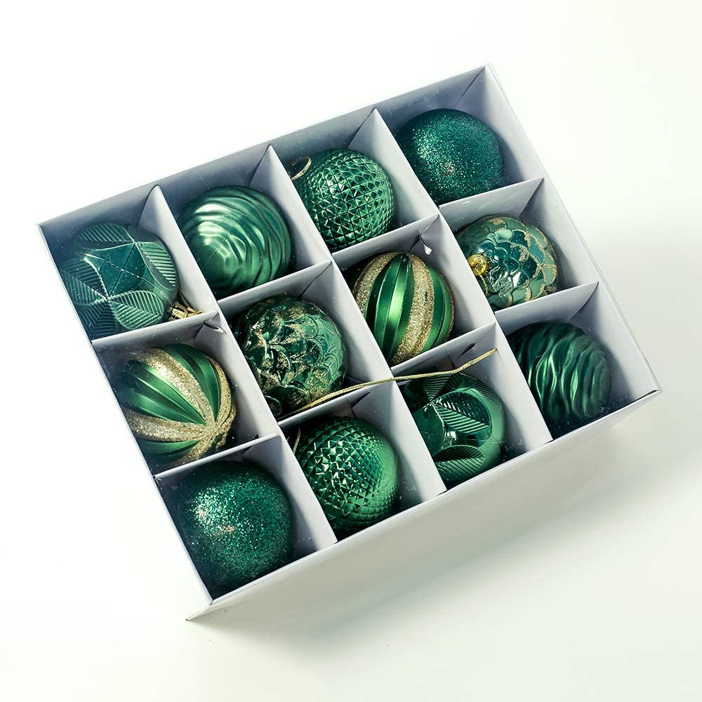 2.36 '' kerstballen ornamenten  - 12 stuks - kerstboomversiering - groen
