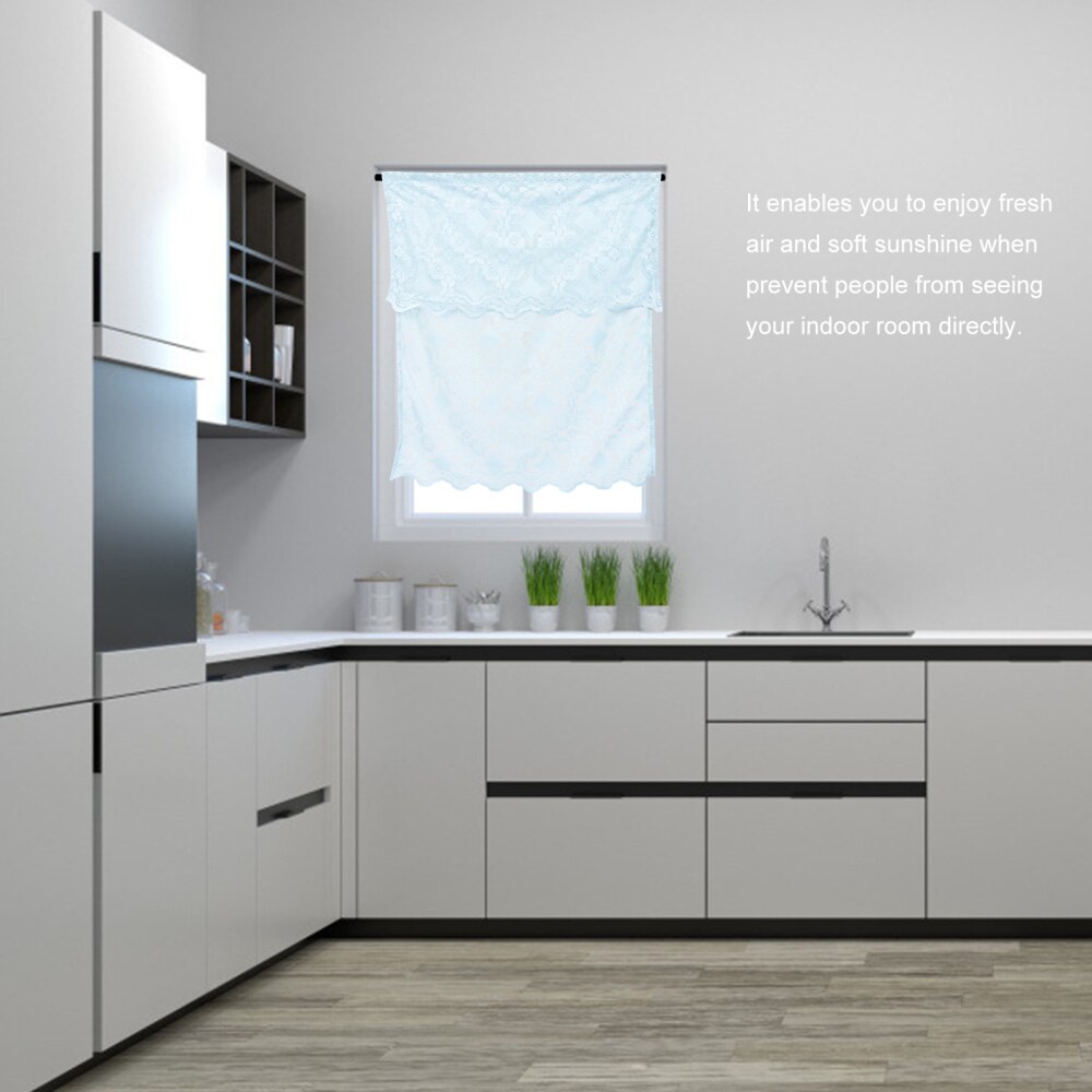 Lace Short Sheer Curtain Rod Pocket Window Voile Sheer Drape for Kitchen