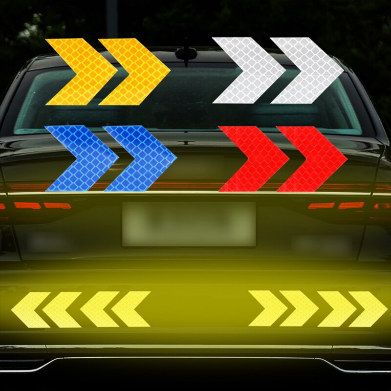 10 Pcs/set Car Sticker Reflective Arrow Sign Tape Warning Safety Sticker For Car Bumper Trunk Reflective Tape Car Decoration