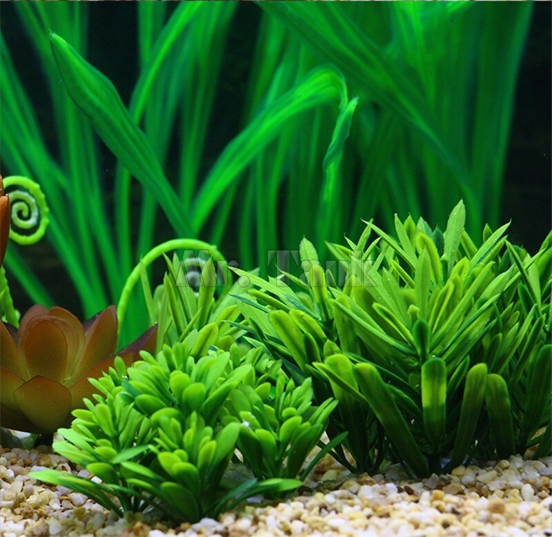 Mr.Tank 13pcs/set Aquarium Plants Package Plastic Artificial Aquatic Fish Tank Landscape Decorations Simulation Water Plants Set