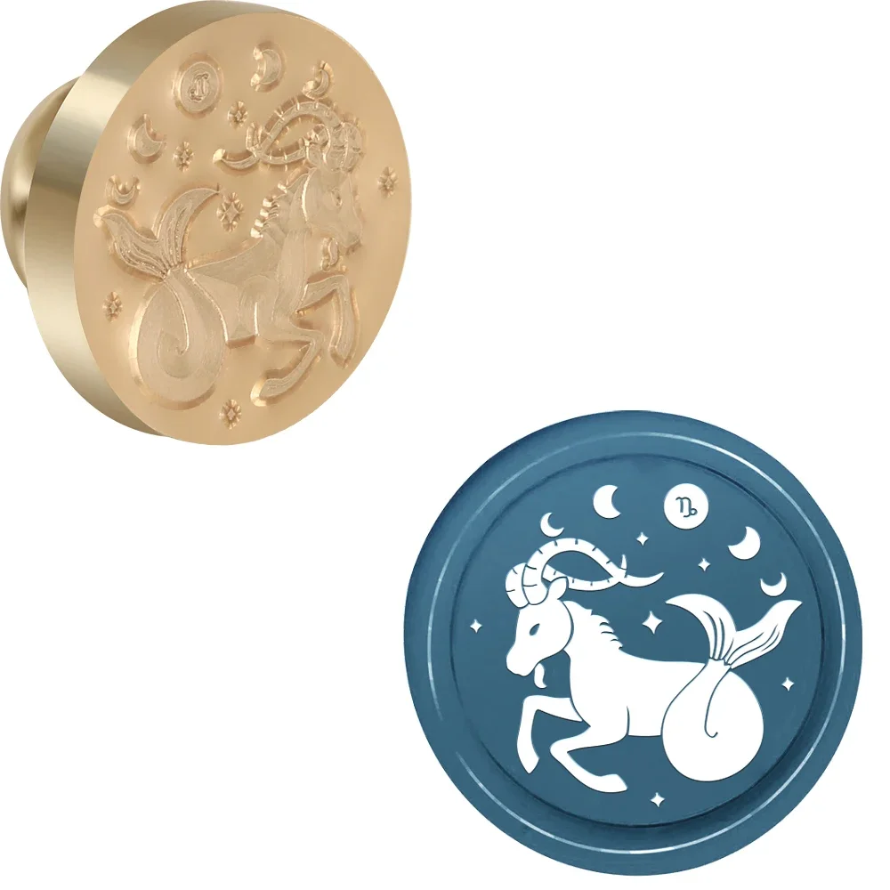 12 stjärntecken vaxstämplar runda avtagbara förseglade mässingsvaxstämpelhuvuden för att dekorera kuvert födelsedagskort anteckningsbok: Blandad färg