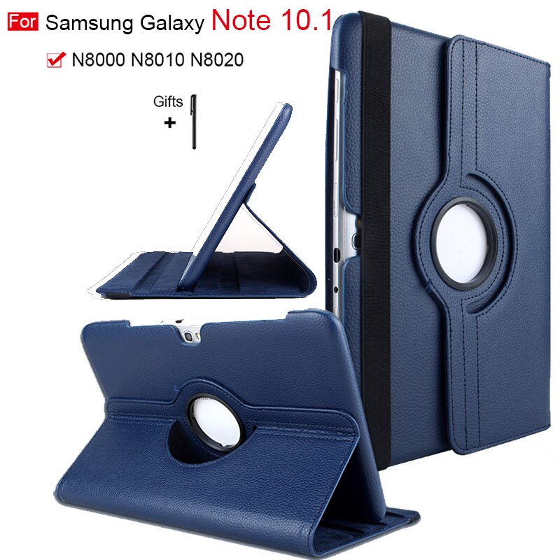 360 draaibare beugels, flipstandaard, leren hoes voor samsung galaxy note 10.1 gt-n8000 n8000 n8010 n8020 tablethoes + pen
