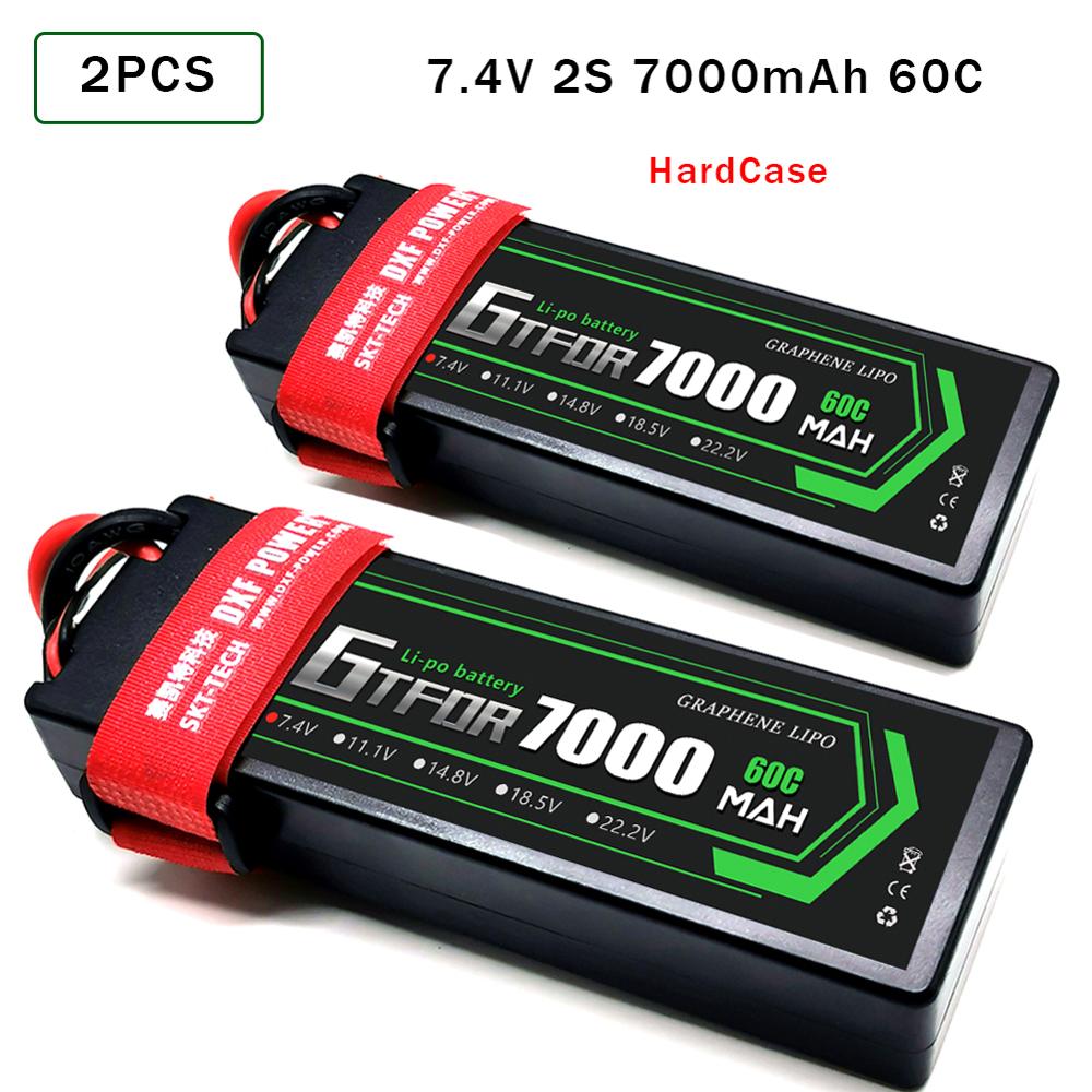 7.4V 5200 7000mAh 50C 60C 100C 120C GTFDR LiPo Battery Pack 2S HardCase For 1/8 1/10 RC Car Model Slash Emaxx