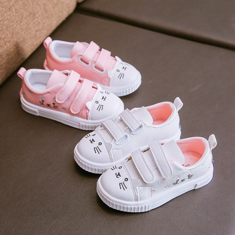 Jgshowkito Mode Meisjes Casual Schoenen Wit Skate Sneakers Voor Peuters Kids Kinderen Anti-Gleed Sport Schoenen Leuke Cartoon kat