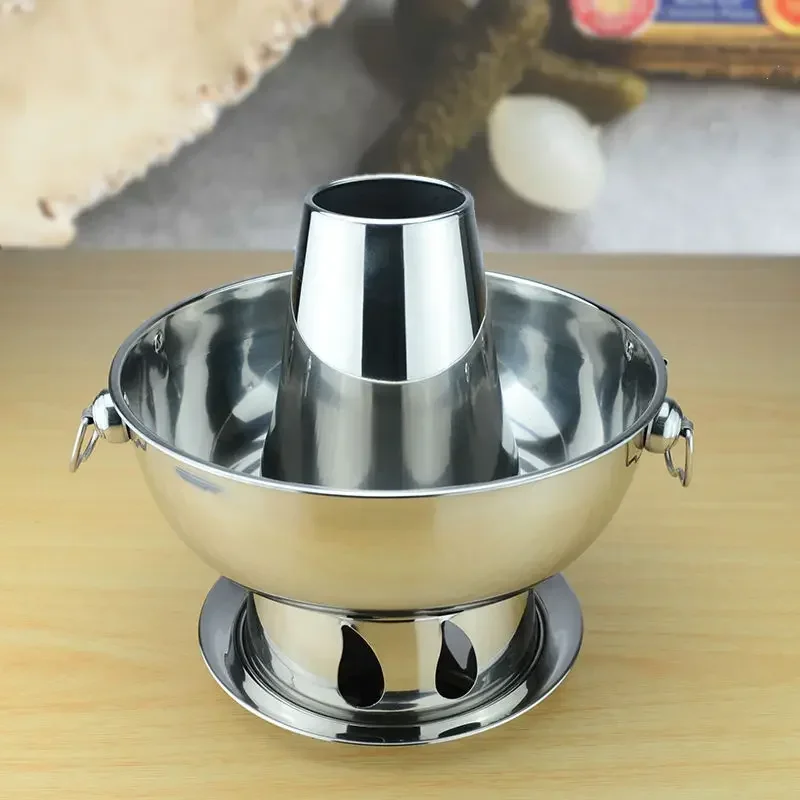 1,8 liter roestvrijstalen hete pot, Chinese fondue lam Chinese houtskool hotpot buitenfornuis picknickfornuis