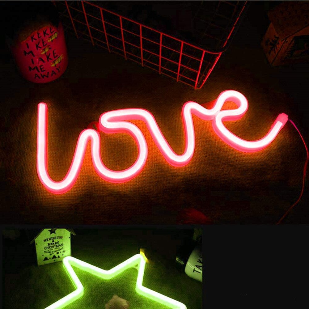 Led Neon Light Teken Liefde Shaped Wedding Party Decoratie Neon Lamp Valentijnsdag Anniversary Home Decor Night Lamp Gif