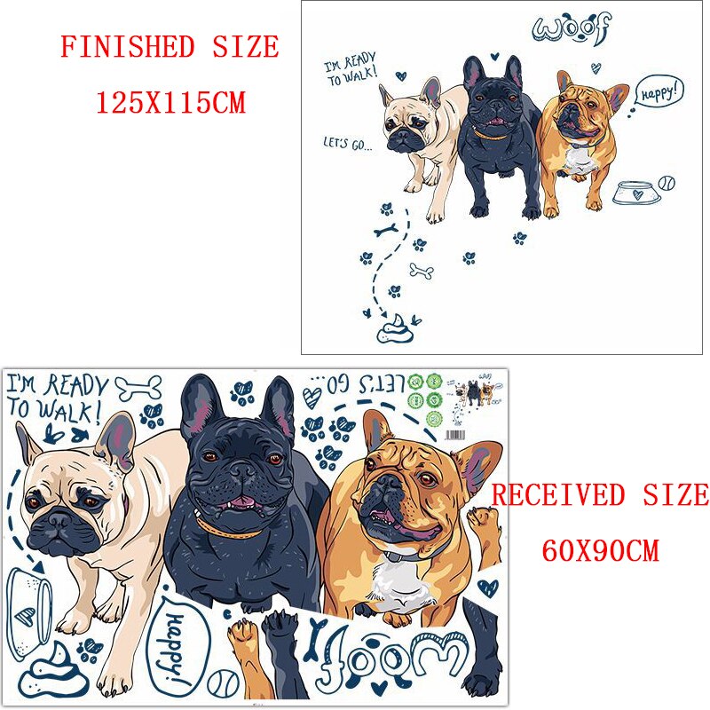 Autocollant mural en PVC pour chien bouledogue français, décoration pour chambre d'enfant, pour salle de bain, accessoire de décoration murale: Black