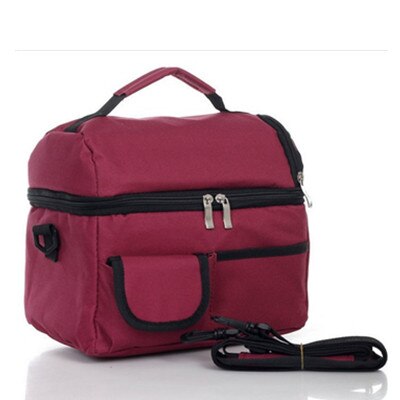Waterdichte lunchtas, koeltassen voor voedselisolatie, thermische tas, dikker, opvouwbaar, isolatie, koelelement, drankhouder: Wijnrood
