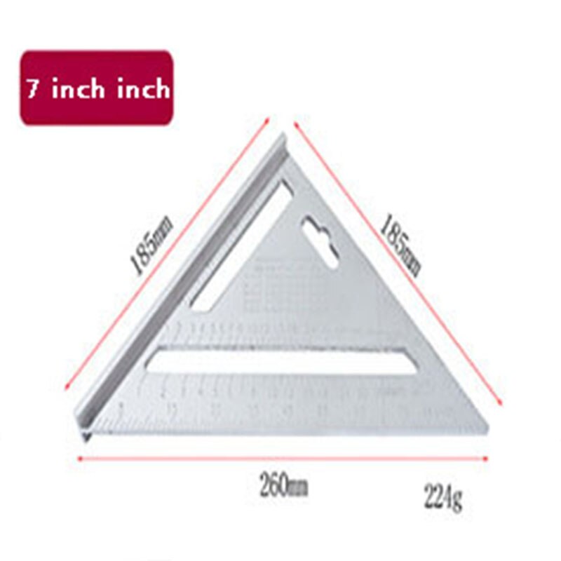 Triangle Ruler Inch Metric System Triangle Plate Carpentry Square Ruler Broad Bottom Thicken 45 90 Degrees Aluminum Alloy CH: Brown