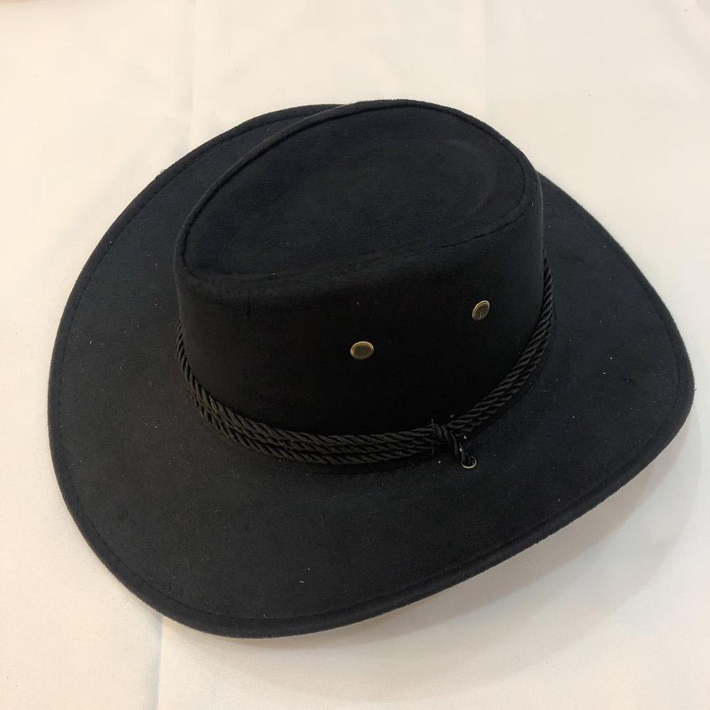 Cowboy Hoed Suede Lente Zomer Man Caps Schaduw Paardrijden Outdoor Effen Kleur Mode: Black
