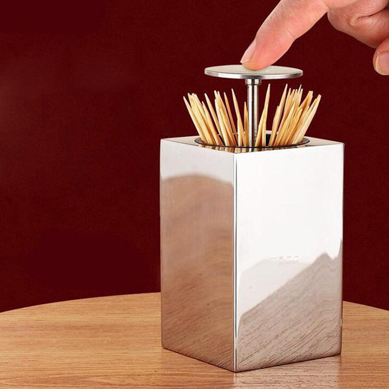 Toothpick Holder Stainless Steel Rustproof Durable Portable Toothpick Can Travel Hotel Toothpick Box Storage Holder