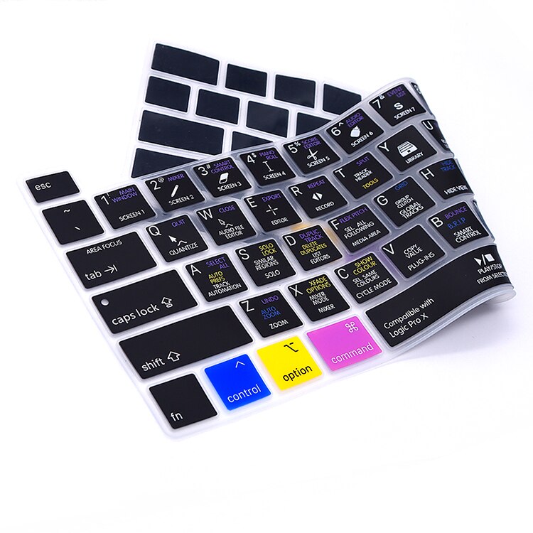 HRH Logic Pro X Shortcut Hotkey Functional Silicone Keyboard Cover Skin For MacBook Pro 16 A2141 M1 Chip A2338/A2251/A2289