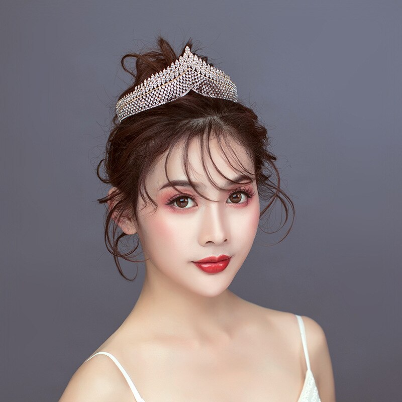 Novo estilo coreano de moda luxo retro strass real princesa tiara coroa bandana noiva noiva festa casamento acessórios para o cabelo