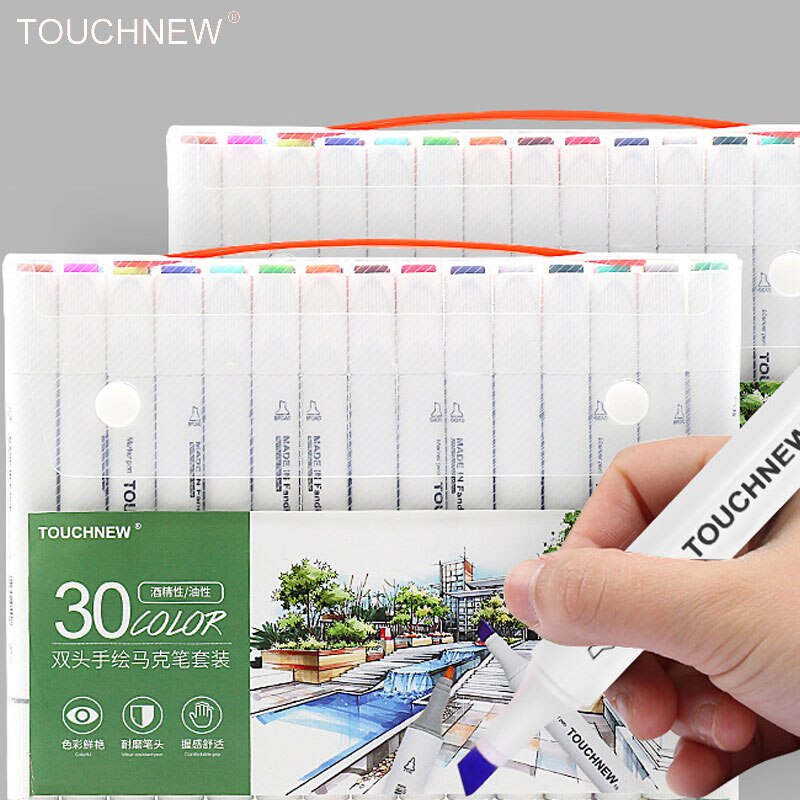 TOUCHNEW-Conjunto de rotuladores de doble punta, set de 30/40/60/80/168 colores, rotuladores permanentes de alcohol para dibujo artístico